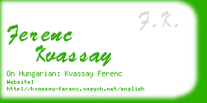 ferenc kvassay business card